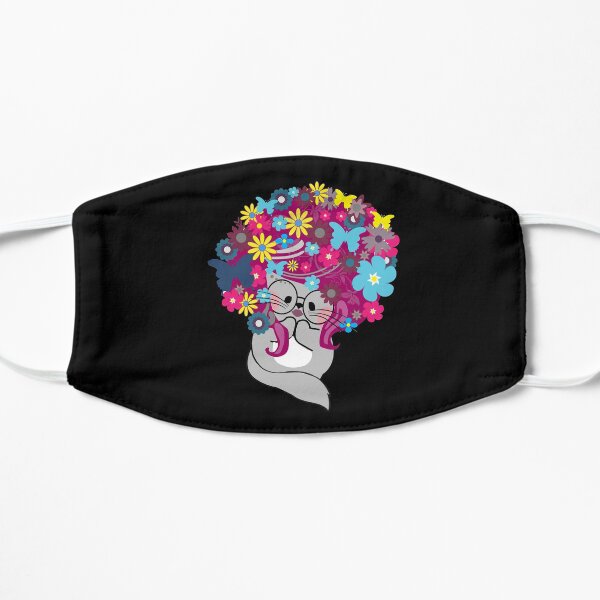 Flower Hair Cat Flat Mask