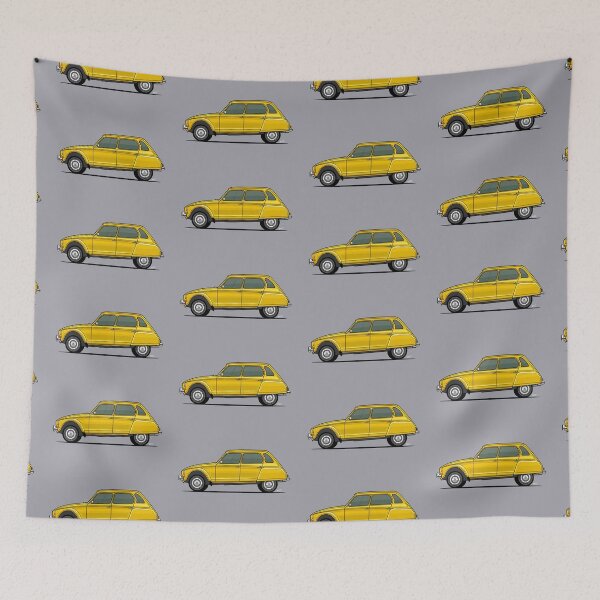 Item preview, Cit roen Dyane single side view illustration - Yellow designed and sold by RJWautographics.