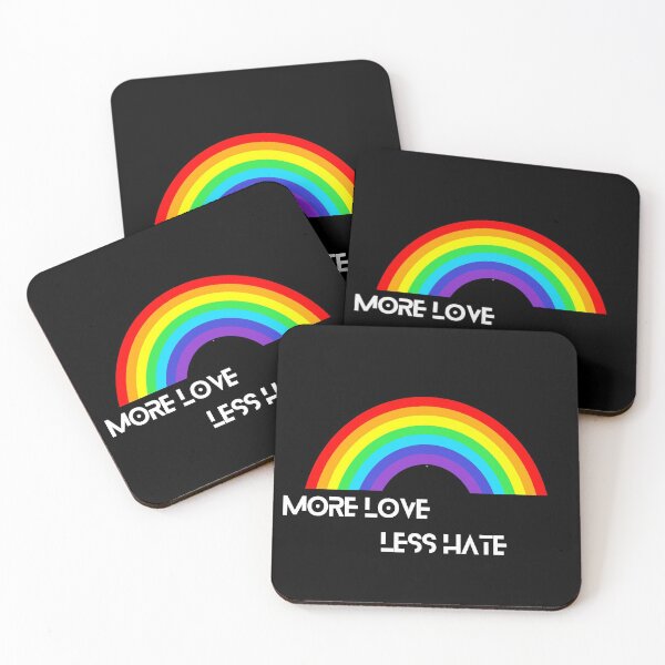 Item preview, MORE LOVE LESS HATE RAINBOW (Plain black background)  designed and sold by NATHYSCREATION.