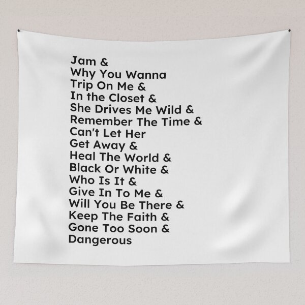 Item preview, Dangerous Album Song List designed and sold by loganferret.