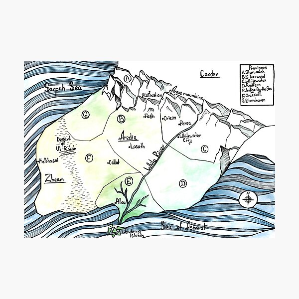 Map of Aredia & surrounding countries Photographic Print