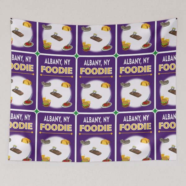 Item preview, Albany, New York  - Foodie - Purple, Gold Background designed and sold by ThisNThatImages.