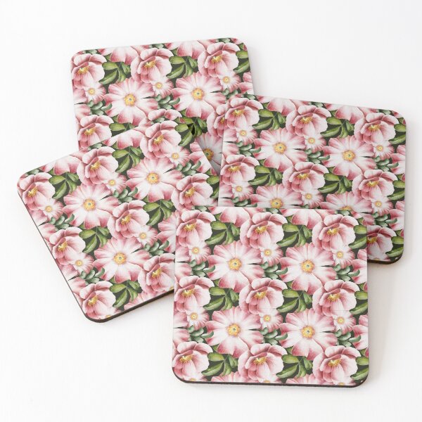 Item preview, Beautiful watercolor floral seamless pattern with pink rose hips background. Elegant hand-drawn nature ornament. designed and sold by BananiLettering.
