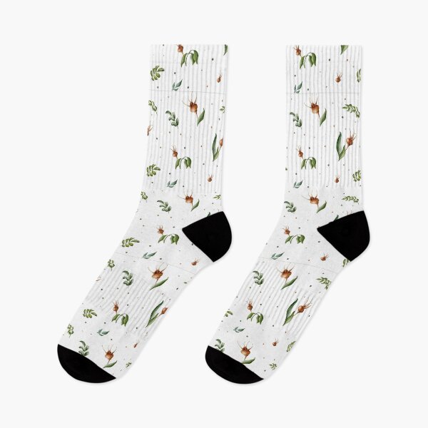 Item preview, Beautiful watercolor floral seamless pattern with brown rosehips, green leaves and dots on the white background.  designed and sold by BananiLettering.