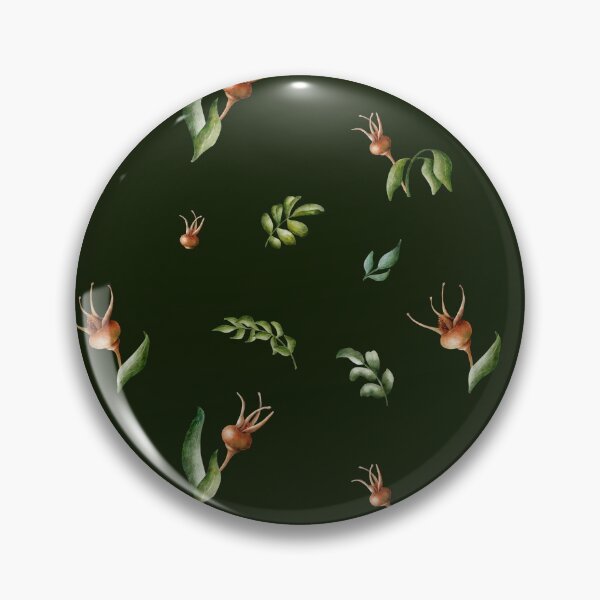Item preview, Beautiful watercolor floral seamless pattern with brown rosehips, green leaves and dots on the dark green background.  designed and sold by BananiLettering.