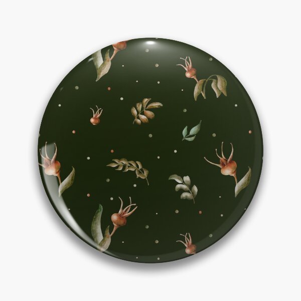 Item preview, Beautiful watercolor floral seamless pattern with brown rosehips, green leaves and dots on the dark green background.  designed and sold by BananiLettering.