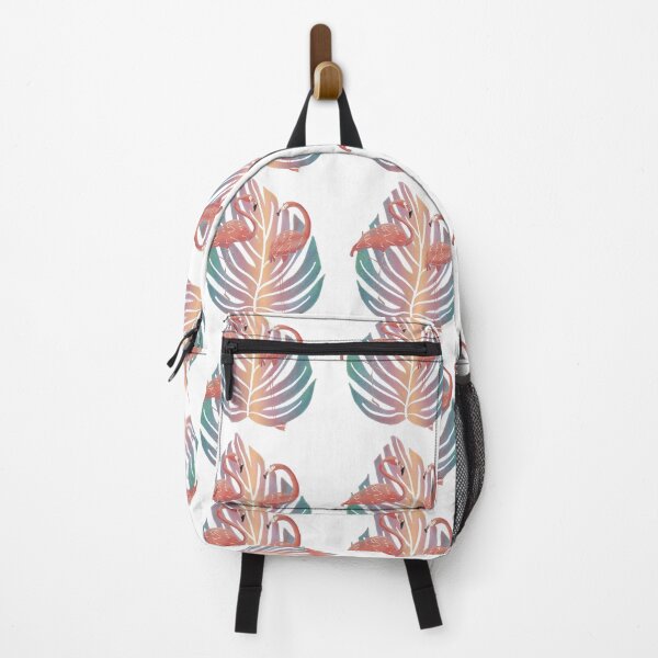 Item preview, Flamingos on Pastel Rainbow Monstera Leaf designed and sold by Old Urban Farmhouse Design Studio.