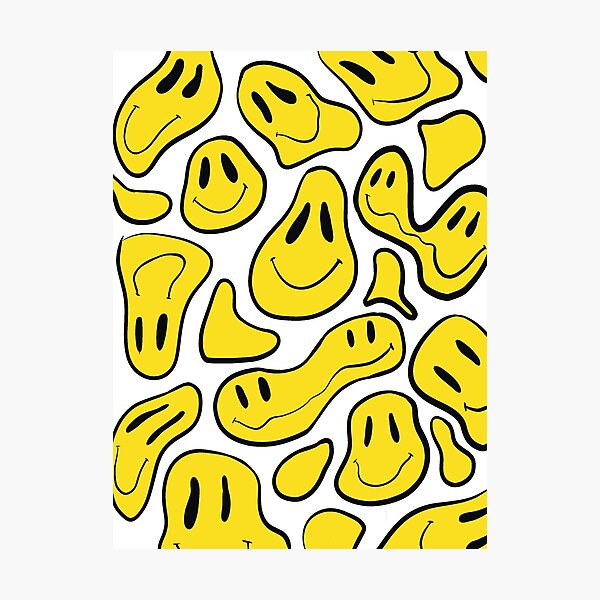 Drippy Smiley Face Wall Art Redbubble