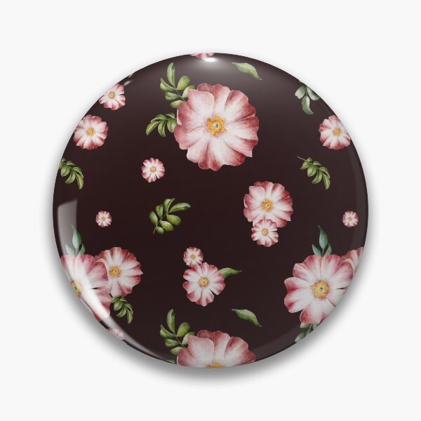Item preview, Beautiful watercolor floral seamless pattern with pink rose hips and green leaves on the dark background.  designed and sold by BananiLettering.