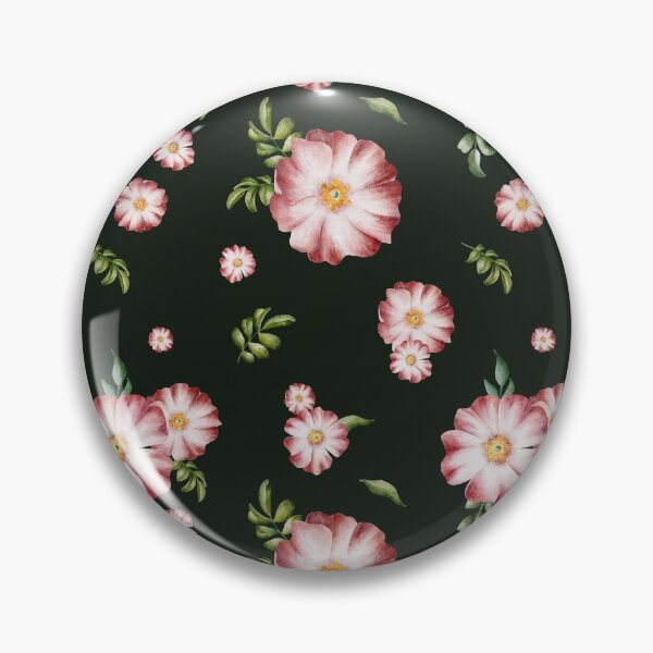 Item preview, Beautiful watercolor floral seamless pattern with pink rose hips and green leaves on the dark green background.  designed and sold by BananiLettering.