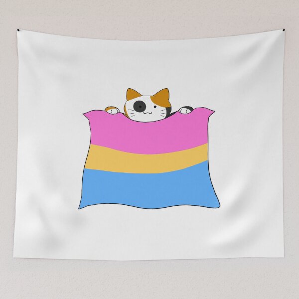 Item preview, Cat holding up Pansexual flag designed and sold by FinnLeaf.
