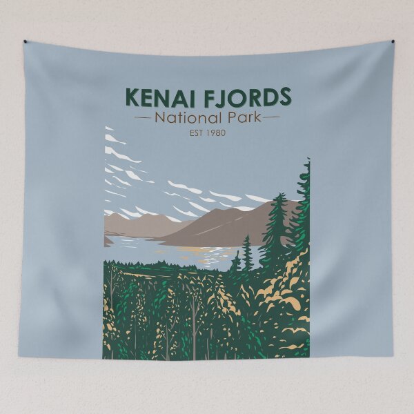 Item preview, Kenai Fjords National Park Skilake Lake Alaska Vintage designed and sold by KrisSidDesigns.