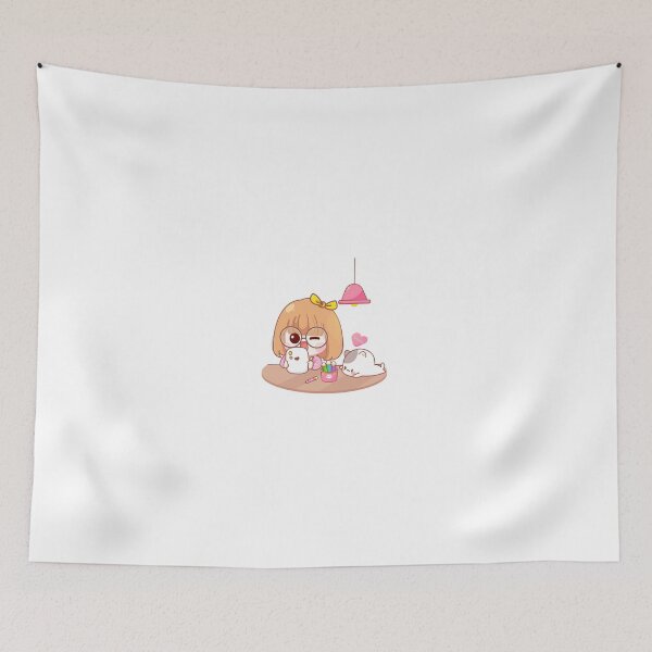 Item preview, Cute baby with cat using smartphone animation designed and sold by mohamedlaid.