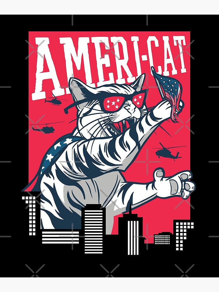 "4th of July Patriotic Cat American Kitty AMERICAT" Poster by turbineur Redbubble