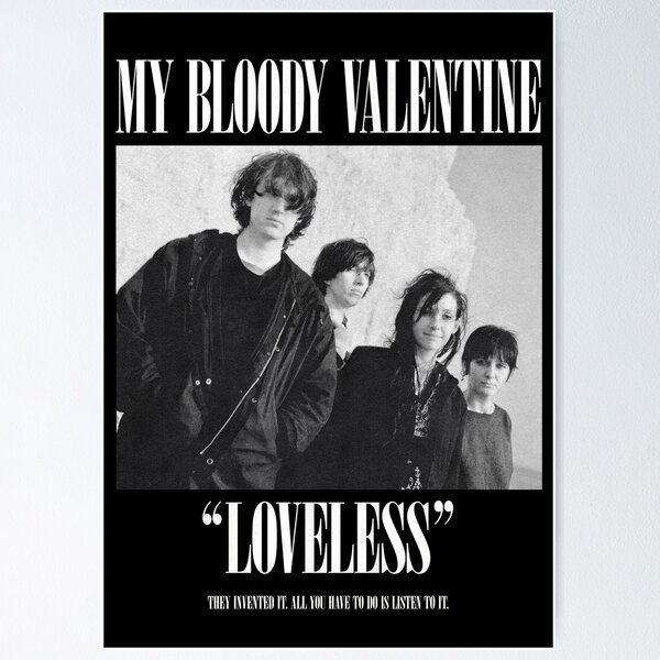 Vista previa del artículo con la obra «Texto blanco "Loveless" de My Bloody Valentine», diseñado y vendido por DBWDesigns101.