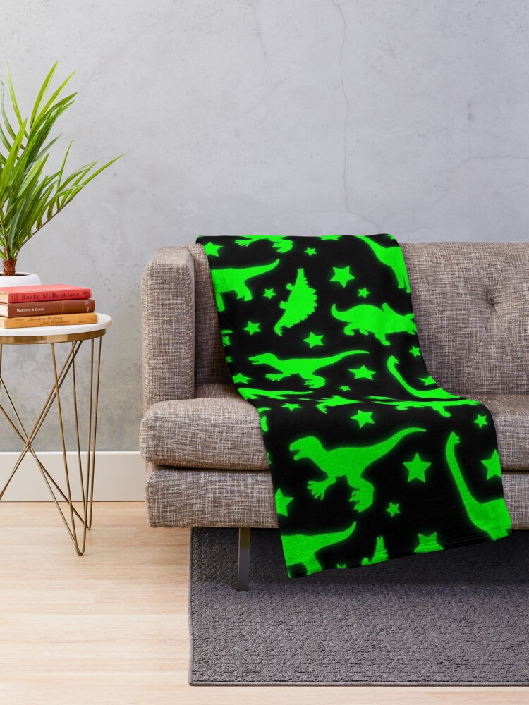 Alternate view of Glowing Dinosaurs (Does not glow in the dark) Throw Blanket