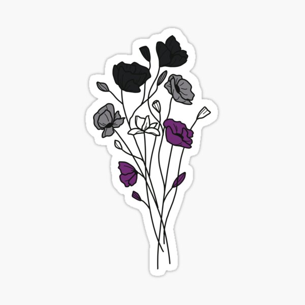 subtle ace pride flowers Sticker