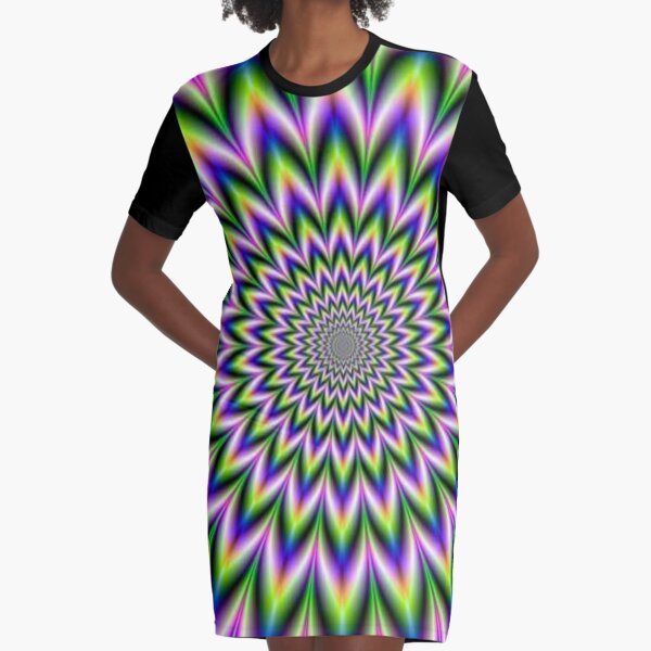 Psychedelic, Optical art, Op art, Vibration Graphic T-Shirt Dress