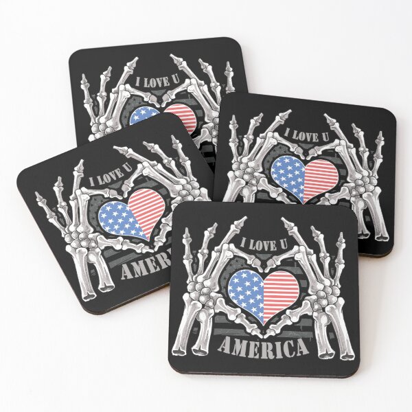 Item preview, I LOVE YOU AMERICA FOREVER SKULL BONES SKELETON HAND ARTWORK EDITABLE LAYERS VECTOR designed and sold by teemix.