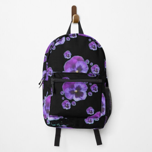 Item preview, PURPLE SPRING PANSY FLOWER PATTERNS BLACK ART designed and sold by sharlesart.