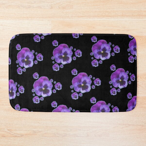 Item preview,  PURPLE SPRING PANSY FLOWER PATTERNS BLACK ART designed and sold by sharlesart.