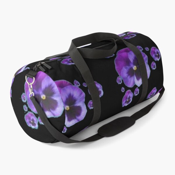 Item preview,  PURPLE SPRING PANSY FLOWER PATTERNS BLACK ART designed and sold by sharlesart.