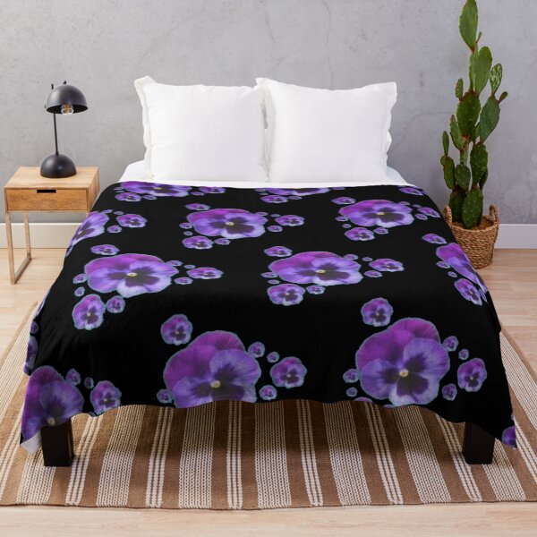 Item preview, PURPLE SPRING PANSY FLOWER PATTERNS BLACK ART designed and sold by sharlesart.