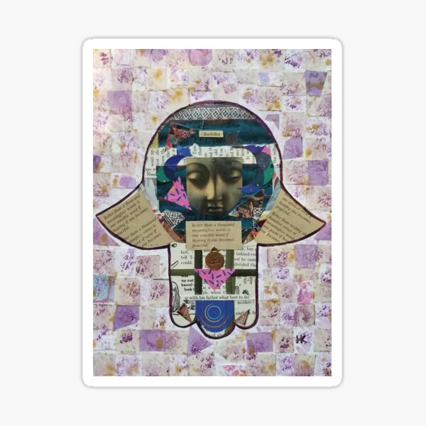 Buddha Speaks Hamsa by Harriette Knight Sticker