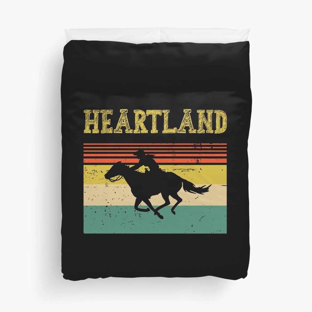 heartland, sunset heartland, vintage heartland, horse racing, funny, birthday Duvet Cover