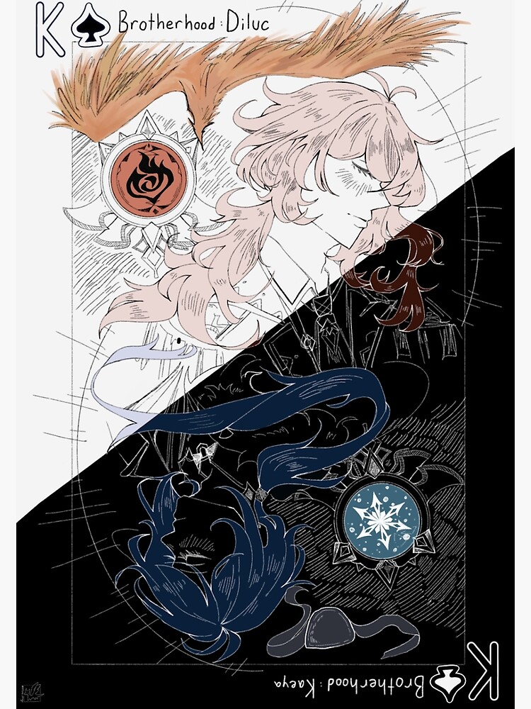 "(Genshin Impact) Colored Diluc & Kaeya King of Spade Card" Poster for