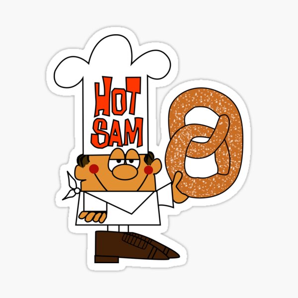 "Hot Sam Vintage Mall Soft Pretzel Shop T-Shirt" Sticker for Sale by