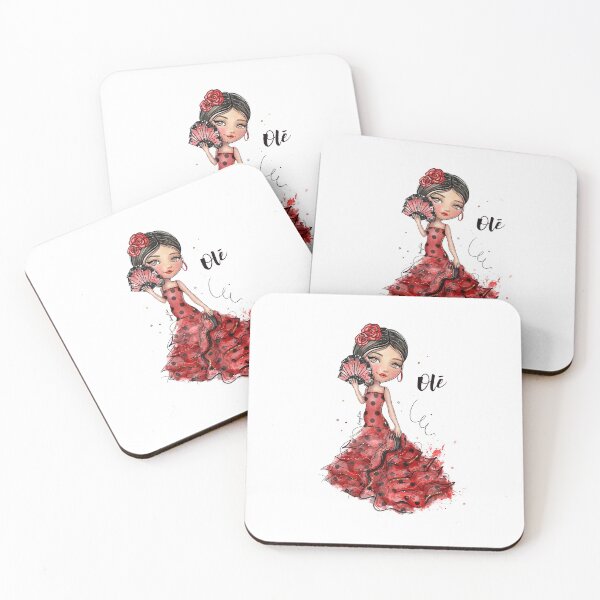 Item preview, Cute Flamenco Dancer in Red and Black Polka Dot Dress designed and sold by nancyelias.