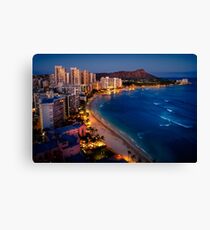 Waikiki Beach and Honolulu Skyline, Hawaii Canvas Print