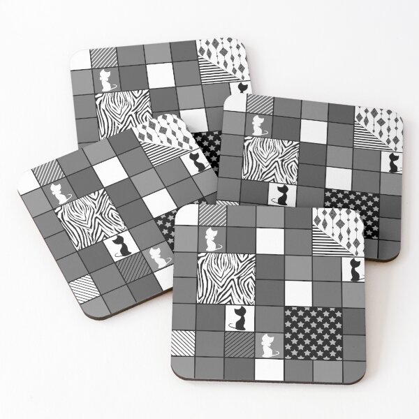Item preview, Black and white patchwork, patchwork, cat designed and sold by fuzzyfox.