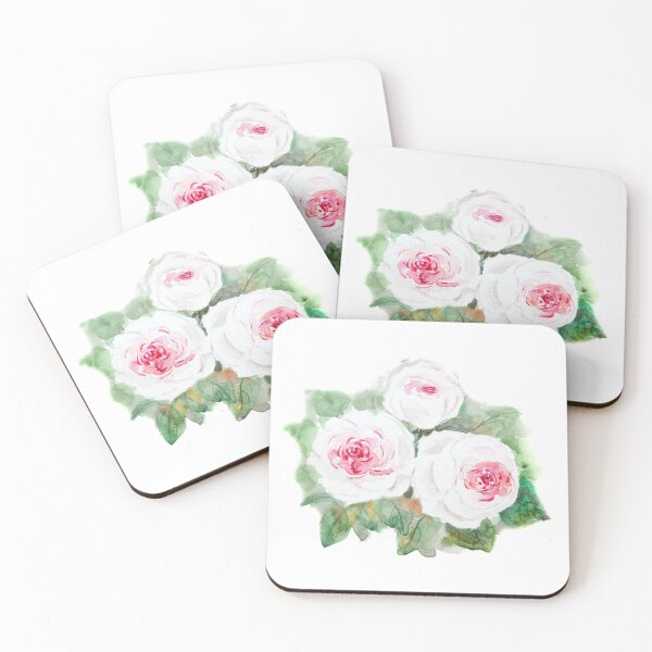 Item preview, hand painted 3 white and pink roses watercolor  designed and sold by SelenePaintings .