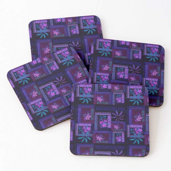 Artikelvorschau, Hawaiianisch-samoanisches Mitternachts-Tapa-Patchwork entworfen und verkauft von sunnthreads.