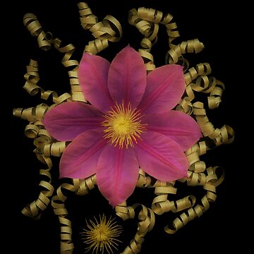 Artwork thumbnail, Celestial Clematis Dark Floral by LindasPhotoArt