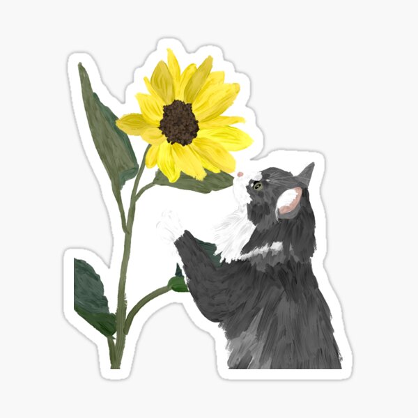 Cat and sunflower Sticker