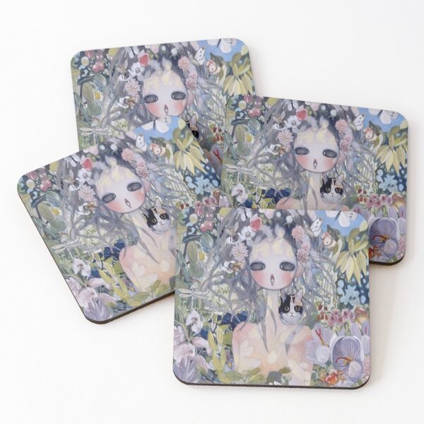 Item preview, /Flowers cat adn girls Poster designed and sold by michellewbe.
