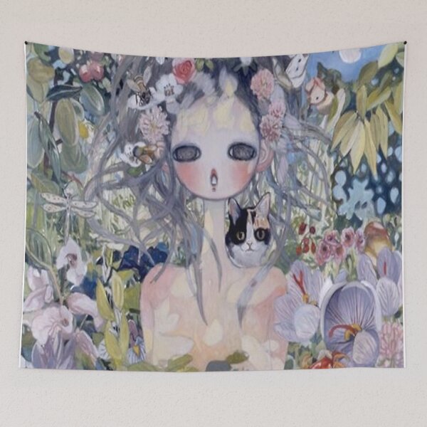 Item preview, /Flowers cat adn girls Poster designed and sold by michellewbe.