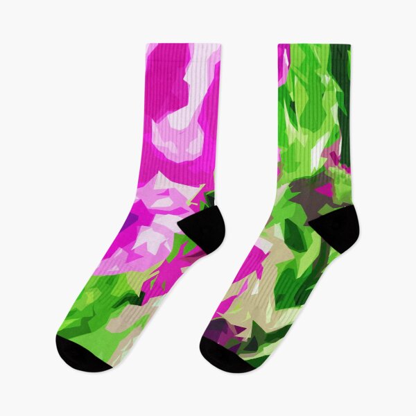 Item preview, Abstract purple-pink flowers with green leaves (applique style) designed and sold by Alice-Moonbliss.