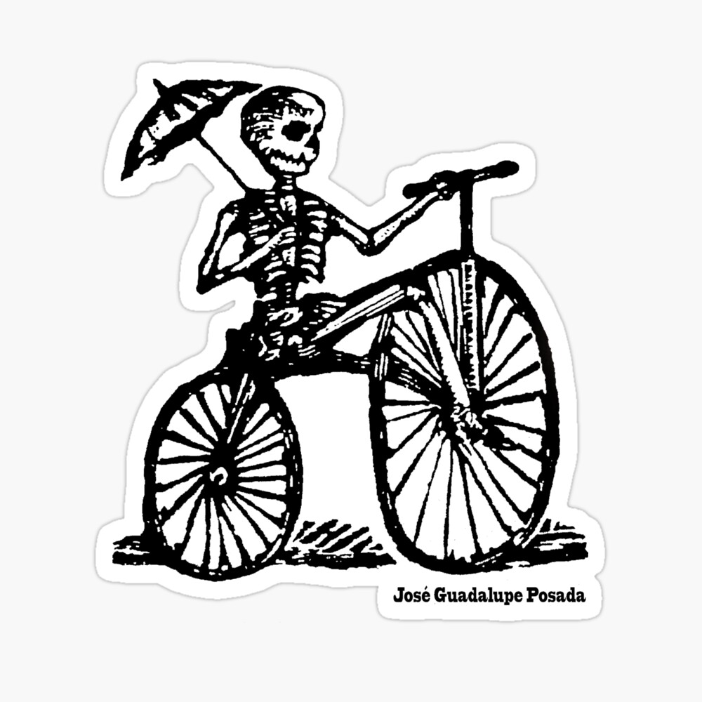 Jose Guadalupe Posada Bones Biker Art Print