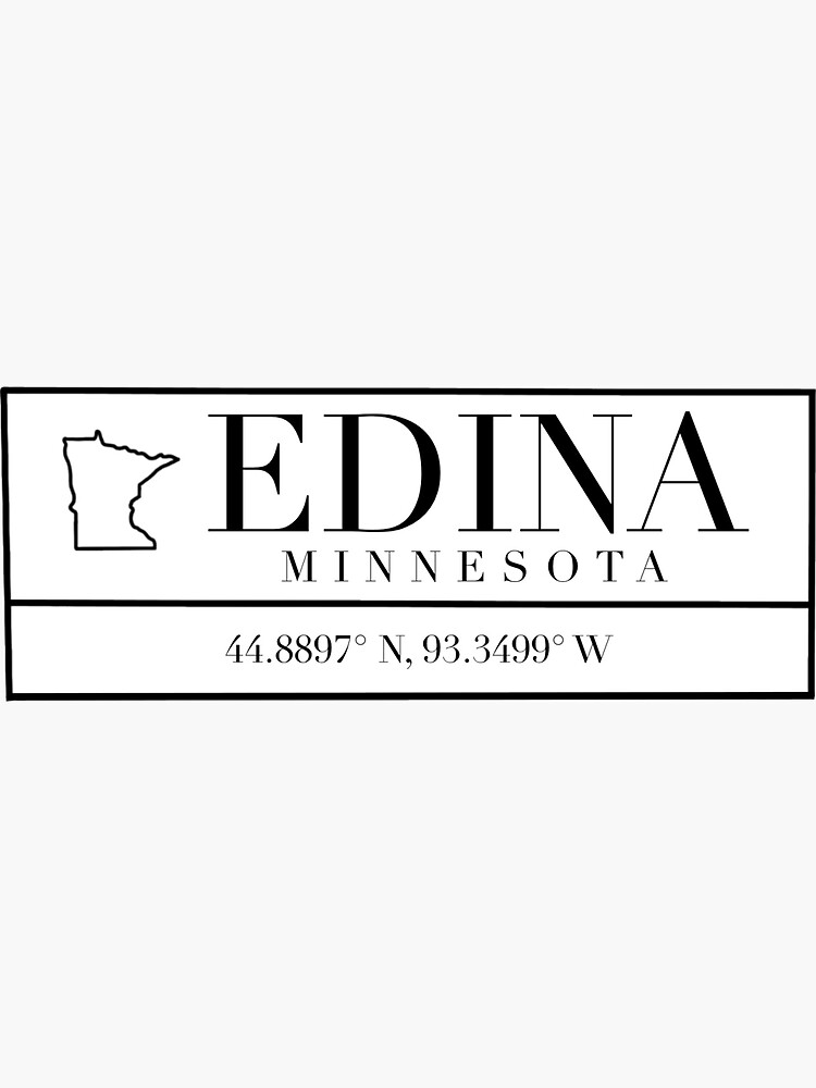 "Edina Minnesota Coordinates" Sticker by Outtahere23 Redbubble