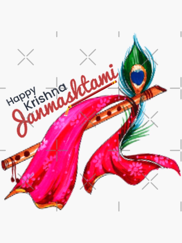Happy janmashtami logo design for hindu festival Vector Image