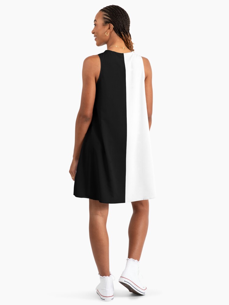 navy blue dress for baby girl Black & White Color Block A-line Midi Dress – shopaleena main image 0