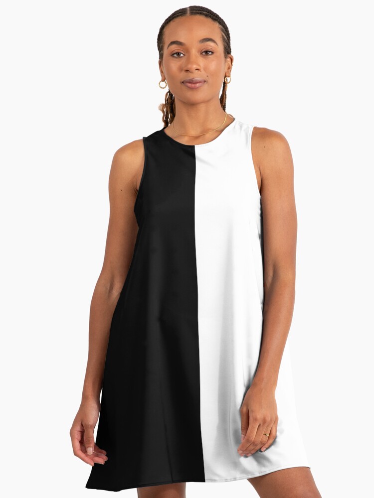 Color Block Black White Retro Pattern Vintage A-Line Dress
