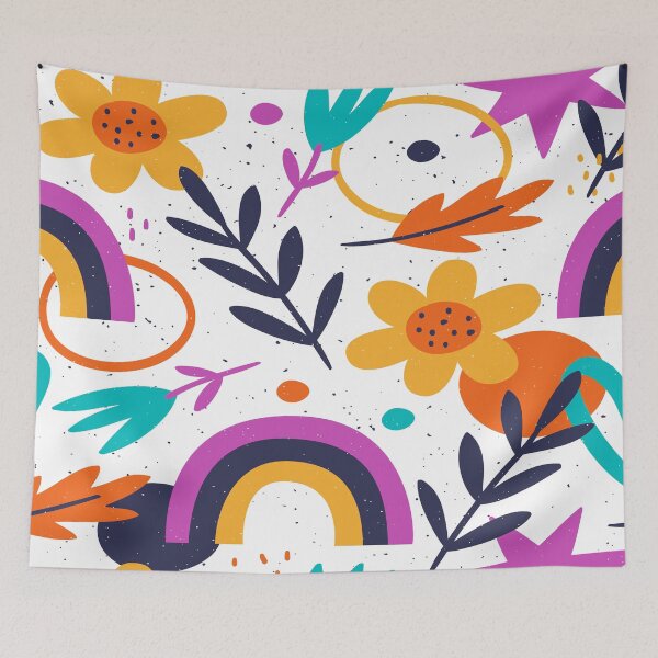 Item preview, rainbow leaves and  shapes pattern designed and sold by Northendesigns.