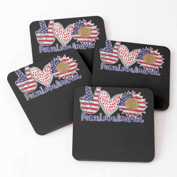 Item preview, Peace Love America 4th July Patriotic Sunflower Heart Sign designed and sold by musgroveart.