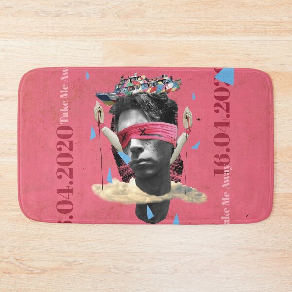 Item preview, Artistic collage - Man portrait blindfolded on pink background. designed and sold by GreissDesign.