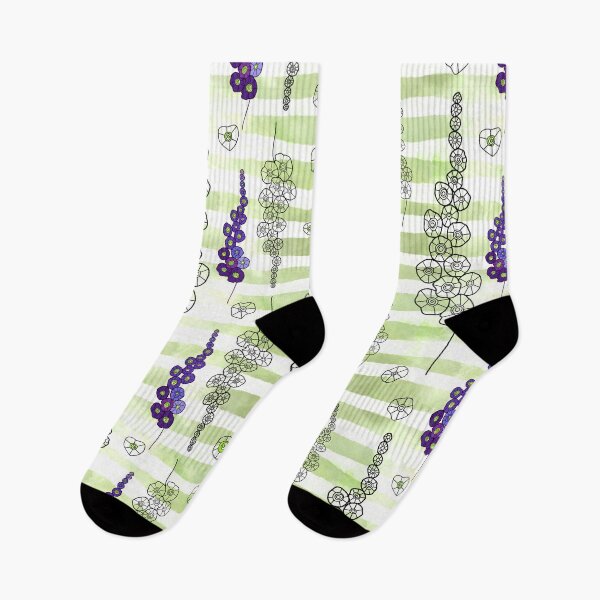 Item preview, Large purple flowers on olive watercolor background  designed and sold by kMariaART.